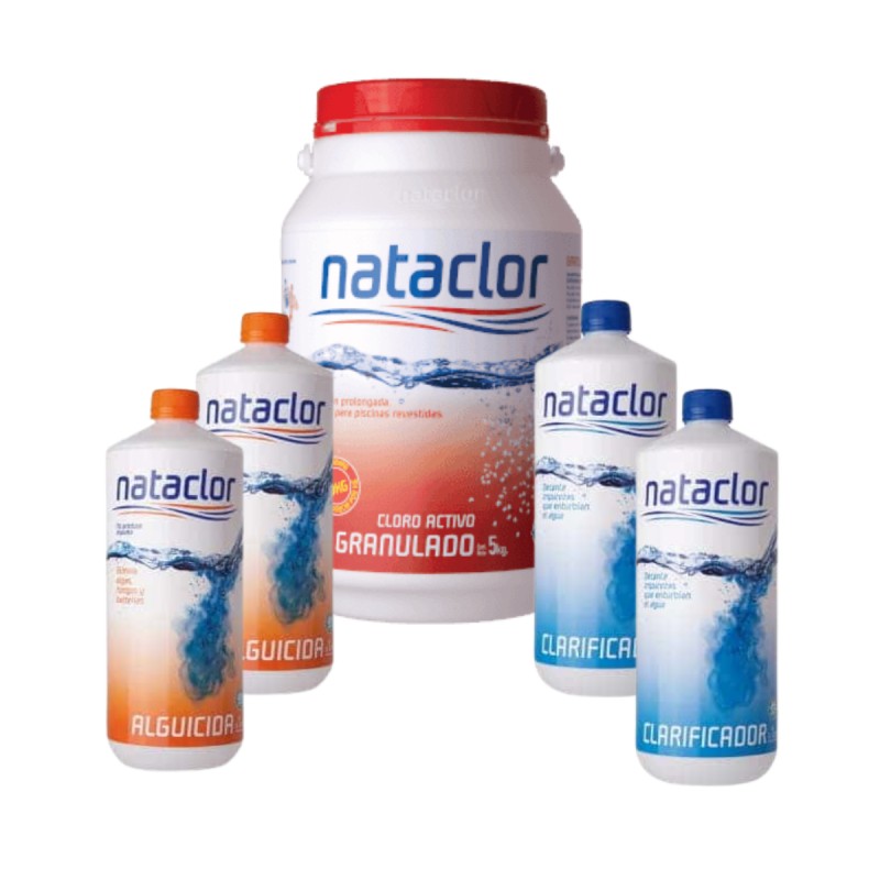 KIT NATACLOR: CLORO GRANULADO 90% + ALGUICIDA + CALRIFICANTE-hidrofil-tienda-piletas