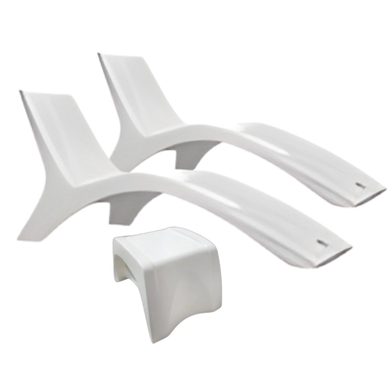 KIT DE 2 REPOSERAS BEIGE + MESA DE COLOR BLANCO-piletas-reposeras de plastico-piletas fibra