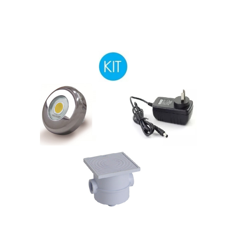 Kit Luces P/ Pileta, 1 Power Led 6w blanca + fuente