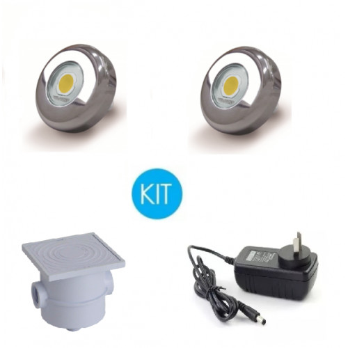 Kit Luces P/ Pileta, 2 Power Led 6w Blanca + fuente