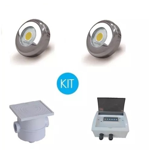 Kit Luces P/ Pileta, 2 Power Led 9w Rgb + fuente + controladora Rgb