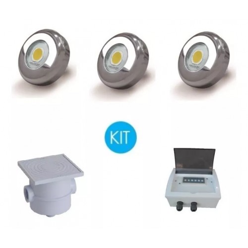 Kit Luces P/ Pileta, 3 Power Led 6w Rgb + fuente + controladora Rgb